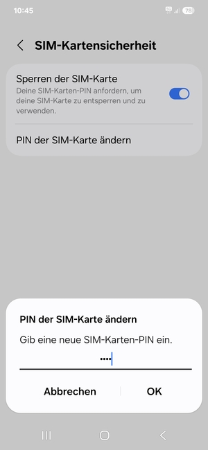 Geben Sie Ihre Neue SIM-Karten-PIN ein und wählen Sie OK