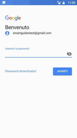 Inserisci la tua password e seleziona AVANTI
