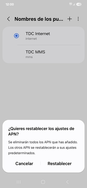 Seleccione Restablecer