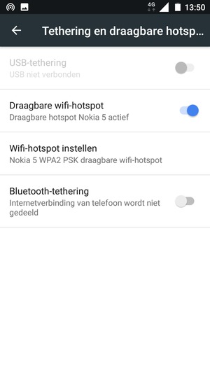 Uw telefoon is nu geïnstalleerd voor gebruik als modem