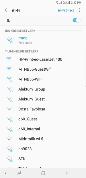 Du er nu tilsluttet Wi-Fi netværket