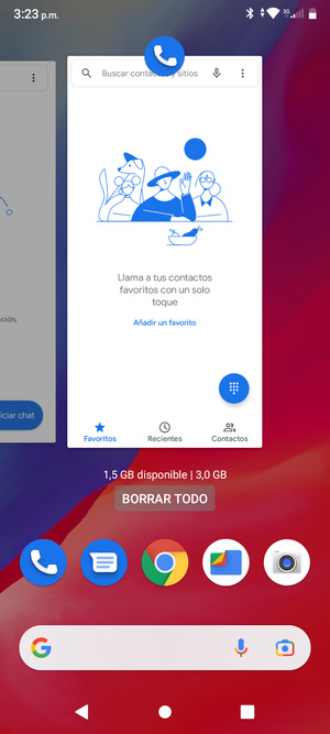 Seleccione BORRAR TODO para cerrar todas las aplicaciones en ejecución