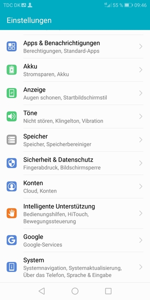 Scrollen Sie und wählen Sie Konten