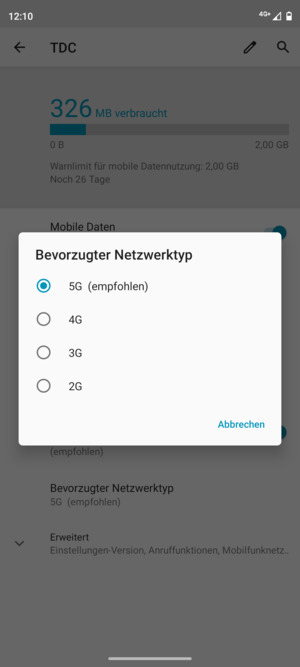 Wählen Sie die gewünschte Option