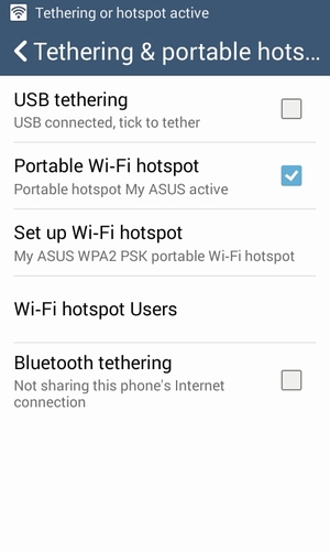 Your phone is now set up for use as a modem