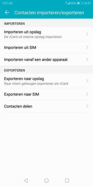 Selecteer Importeren uit SIM