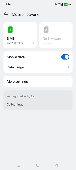 Select SIM1 or SIM2