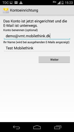 Geben Sie Ihrem Konto einen Namen und geben Sie Ihren Namen ein. Wählen Sie Weiter