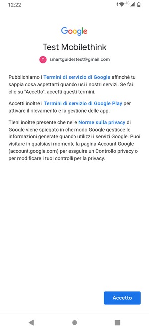 Seleziona Accetto
