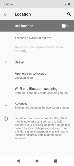 Turn off Use location