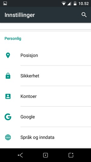 Bla til og velg Sikkerhet