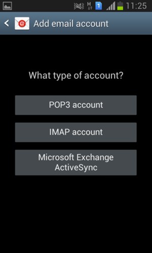 Select POP3 account or IMAP account