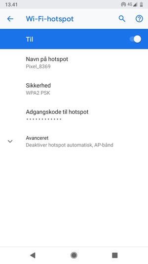 Din telefon er nu sat op til brug som modem