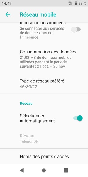 Faites défiler et sélectionnez Noms des points d'accès