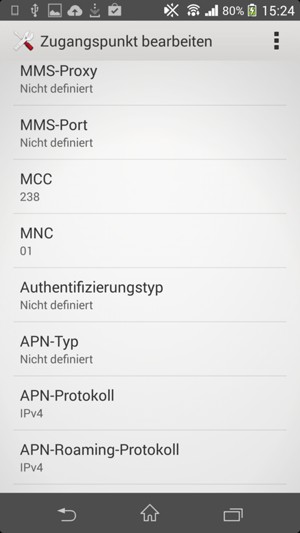 Scrollen Sie nach unten und geben Sie MMS-Informationen ein