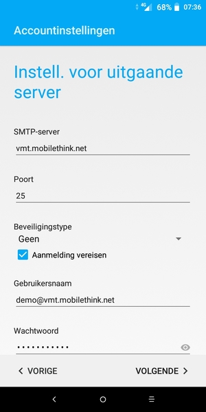 Voer Uitgaand serveradres in