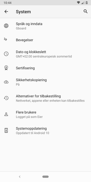 Velg Systemoppdatering