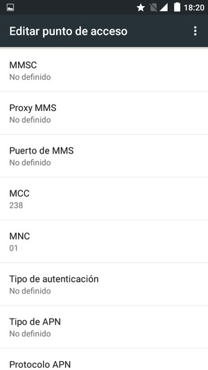 Desplácese hacia abajo e introduzca la información de Internet