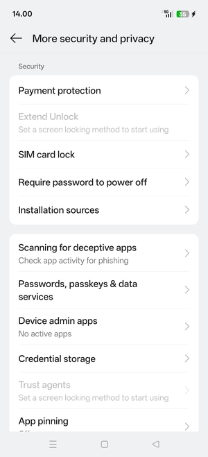 Scroll to and select SIM card lock