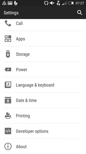 Scroll to and select About
