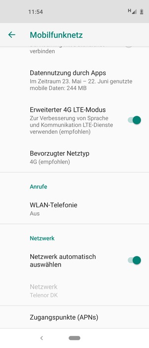 Scrollen Sie und wählen Sie Zugangspunkte (APNs)