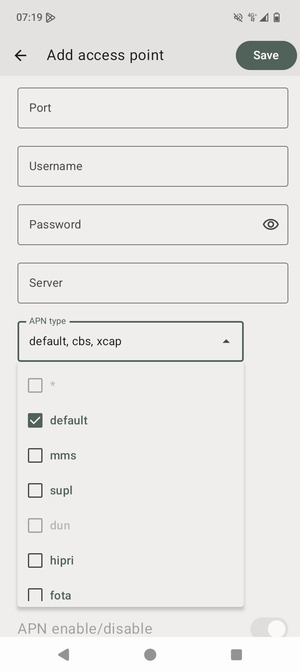 Make sure default is selected