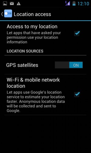 Uncheck the Access to my location checkbox