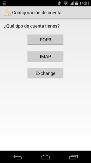 Seleccione POP3 o IMAP