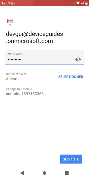 Saisissez votre mot de passe et sélectionnez SUIVANTE