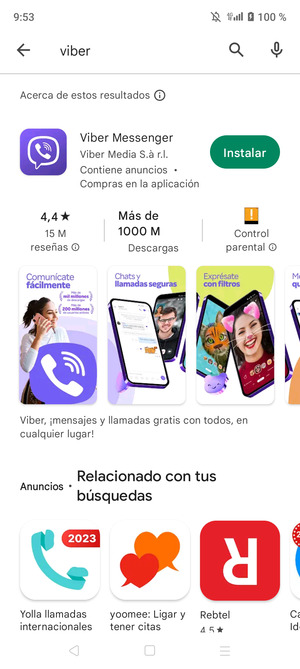 Seleccione la aplicación