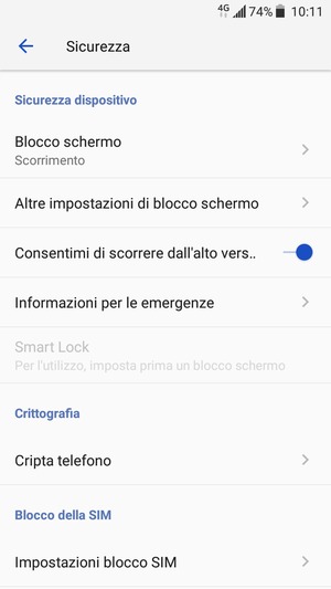 Seleziona Impostazioni blocco SIM