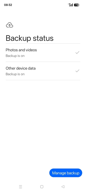 Select Manage backup