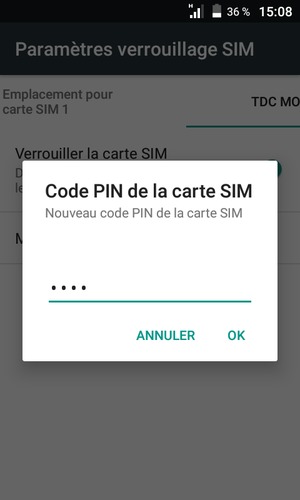 Saisissez votre Nouveau code PIN de la carte SIM et sélectionnez OK