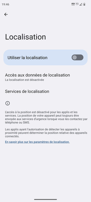 Désactiver le Utiliser la localisation