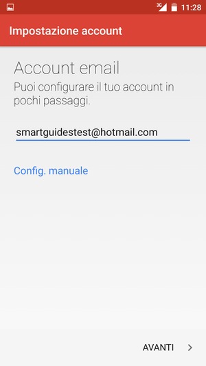 Inserisci il tuo indirizzo email e seleziona AVANTI