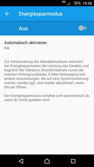 Schalten Sie Energiesparmodus ein