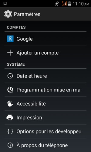 Faites défiler et sélectionnez À propos du téléphone