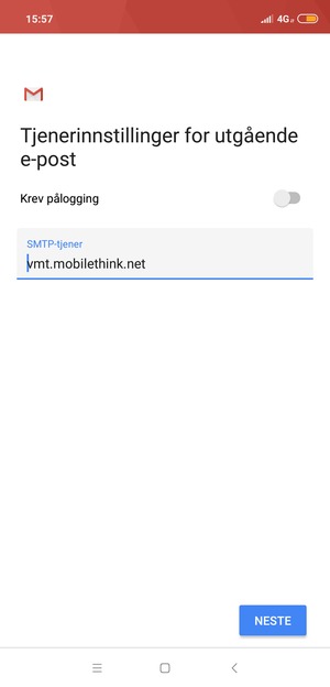 Slå av Krev pålogging og velg NESTE