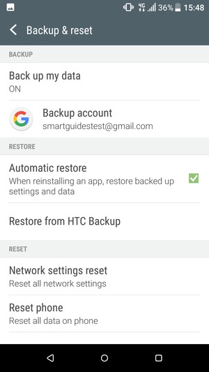 Select Backup account