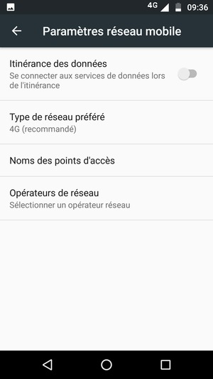 Sélectionnez Type de réseau préféré