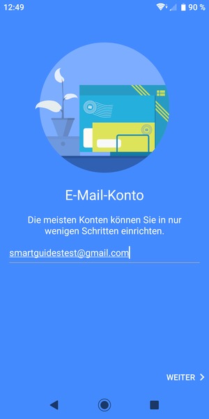 Geben Sie Ihre Gmail Adresse ein und wählen Sie WEITER