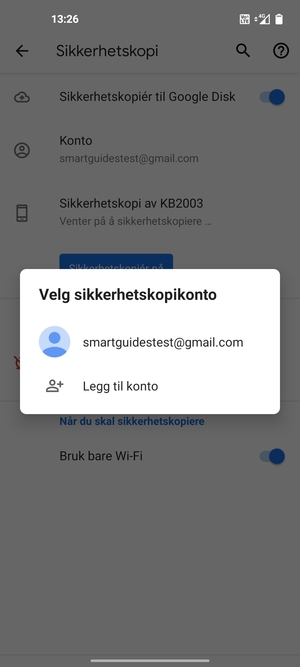 Velg sikkerhetskopi-kontoen din