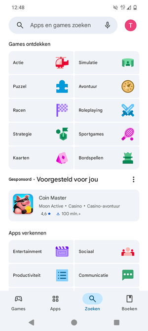 Selecteer de zoekbalk