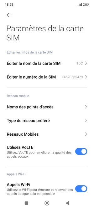 Sélectionnez Réseaux Mobiles