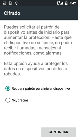 Seleccione la opción deseada y seleccione CONTINUAR