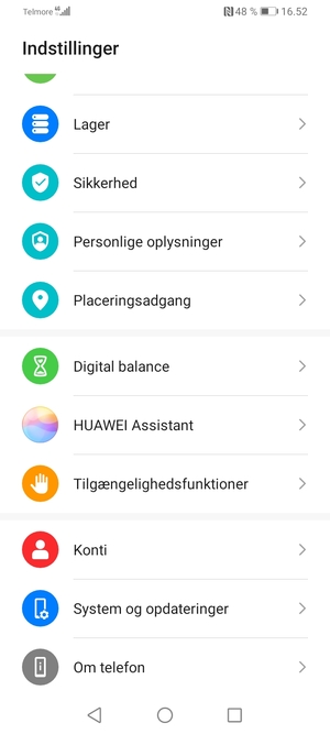 Scroll til og vælg System og opdateringer