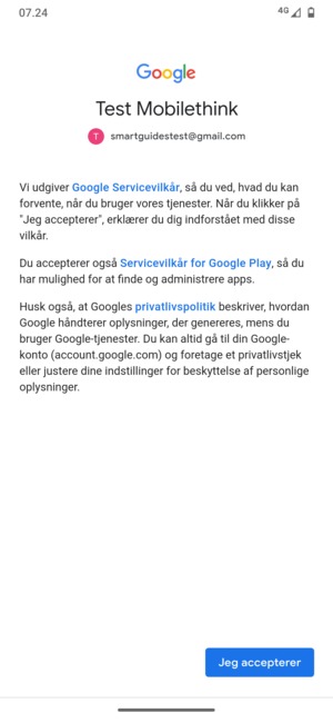 Vælg Jeg accepterer