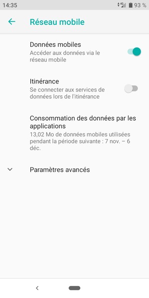 Pour changer de réseau en cas de problèmes de réseau, sélectionnez Paramètres avancés