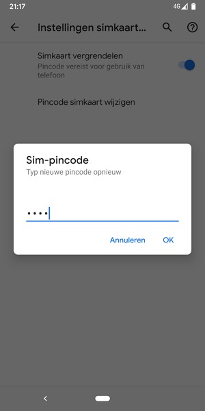 Bevestig uw nieuwe sim-pincode en selecteer OK