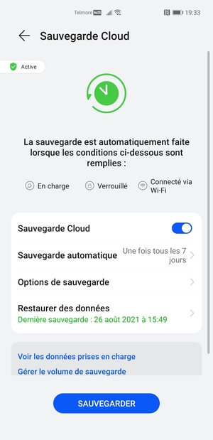 Sélectionnez SAUVEGARDER